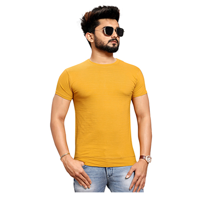 less q branded crush lycra mens t shirt ( yellow)